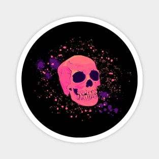 Pink Skull - Retro Paint Splatter Magnet